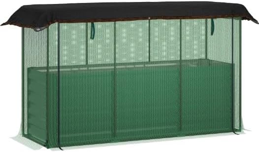 Galvanized Steel Planter Box with Open Bottom Raised Garden Bed Crop Cage and Shade Cloth for Vegetable Growing