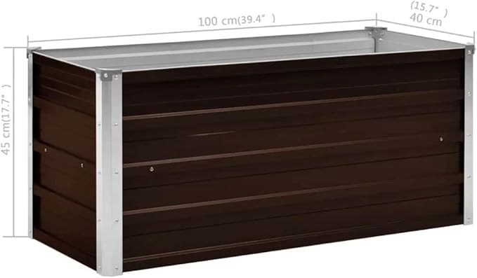 Galvanized Steel Raised Garden Bed for Landscape Fencing Welded Wire Design Ideal Retaining Walls and Patio Garden 39.4 x 15.7 x 17.7 in