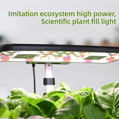 Indoor Hydroponics Growing - 17-Hole Plant Germination Kit with Pump Removable Water Tank LED Grow Light and LCD Touch Panel for Home Kitchen Gardening