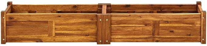 Raised Garden Bed Brown Acacia Wood Planter 59.1 x 11.8 x 9.8 Inch Durable Oiled Finish for Outdoor Plants Rectangular Gardening Solution