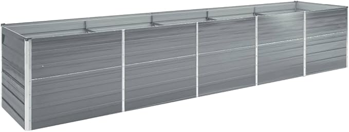 Galvanized Steel Garden Bed 157.5x31.5x17.7 for Planting Flowers Vegetables Herbs - Large Metal Outdoor Planter Boxes for Gardening - Gray
