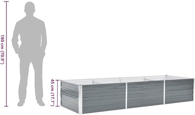 Raised Garden Bed 94.5x31.5x17.7 in Galvanized Steel Outdoor Planter Box Large Rectangular Elevated Flower Bed Modern Grey for Patio Backyard