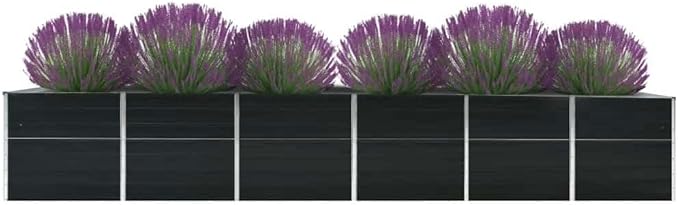 Garden Raised Bed Galvanized Steel Metal Box for Outdoor Gardening Large Flower Plant Trough Planter Anthracite 189x31.5x30.3