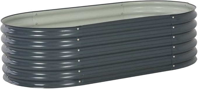 SKM Garden Raised Bed 63x31.5x17.3 Galvanized Steel Gray-55291026