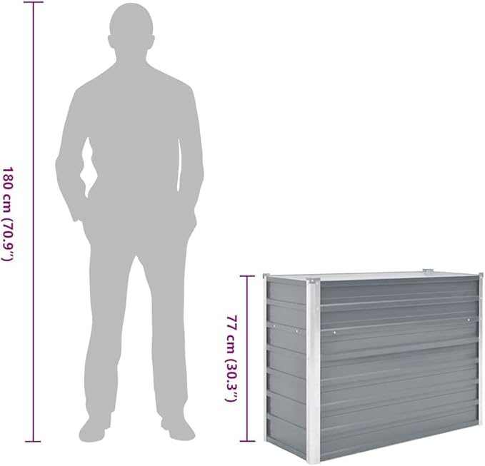 Raised Garden Bed Grey Galvanized Steel 39.4x15.7x30.3 inch Rectangular Planter Box for Outdoor Plants Durable Metal Raised Beds for Gardening