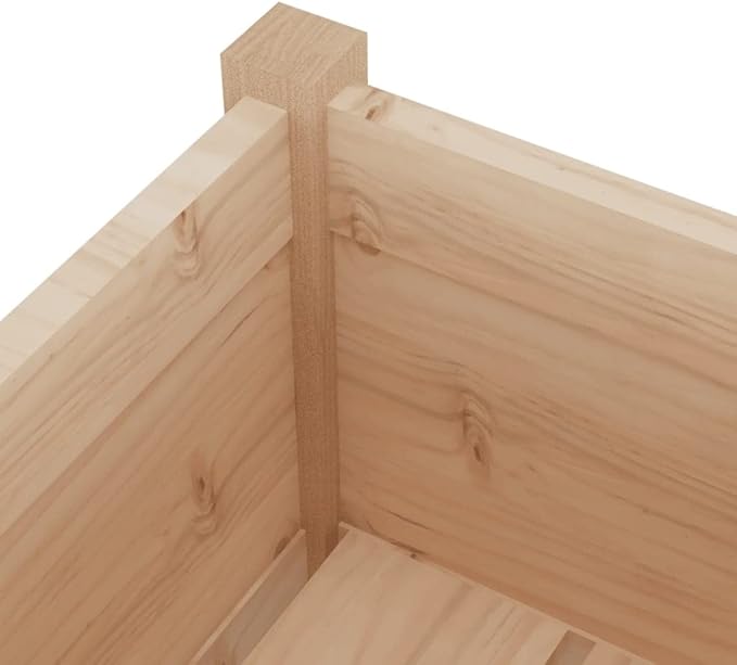 27.6 Solid Pinewood Planter Set of 2 Square Outdoor Garden Boxes with UV Shield Beige Raised Patio Planters for Balcony Terrace Yard