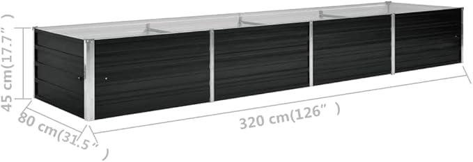 Garden Raised Bed Outdoor planters Planter Boxes Outdoor Garden Bed Suitable for Backyard Flowers Restaurants Patios Anthracite 126x31.5x17.7 Galvanized Steel