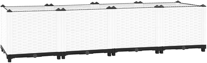Raised Garden Bed PP Planter Box Garden Boxes Outdoor Raised for Vegetables Fruits Flowers and Herbs White 63x15.7x15 Polypropylene