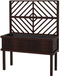 Standing Garden Bed with Built-in Trellis Elevated Wood Planter with Legs &amp Drainage Holes Comfortable Height for Climbing Vegetables &amp Flowers (Brown)