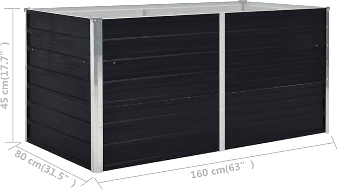 Raised Garden Bed Outdoor planters Planter Boxes Outdoor Garden Bed Suitable for Backyard Flowers Restaurants Patios 63x31.5x17.7 Galvanized Steel Anthracite