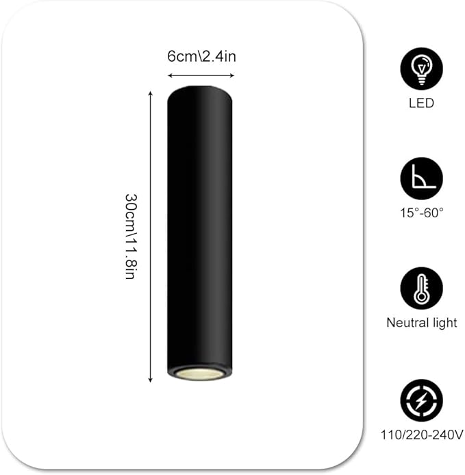 7w Led Zoomable Ceiling Spotlight Exposed Mounted Spot Adjustable Beam Angle 15°–60° Directio l Spotlights for Corridor Living Room Artwork