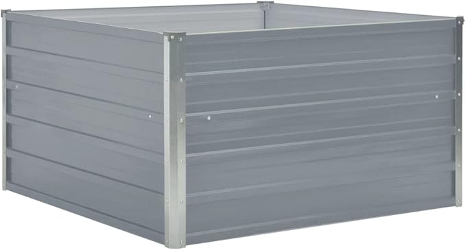 Square Galvanized Steel Raised Garden Bed Outdoor Metal Raised Garden Bed Planter Box for Gardening Vegetables 39.4x39.4x17.7 Galvanized Steel Gray-577