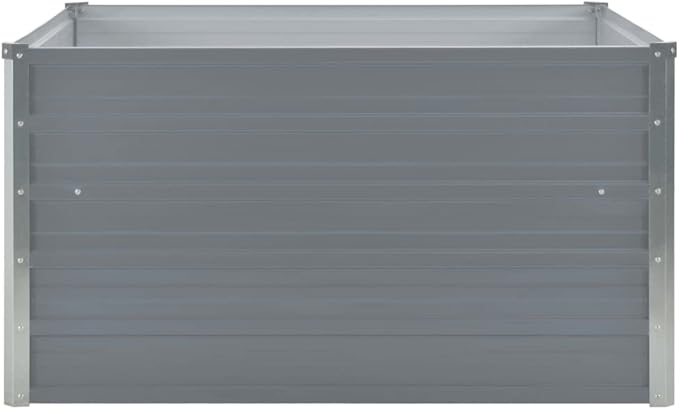 Outdoor Raised Garden Bed Galvanized Steel Square Planter Box Outdoor Raised for Gardening Vegetables Flowers 39.4x39.4x17.7 Galvanized Steel Gray