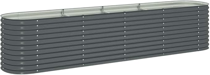 Powder-Coated Garden Raised Bed Metal Planter Box for Vegetables Flowers Herbs Grey Galvanized Steel 157.5 x 31.5 x 31.9 in-855