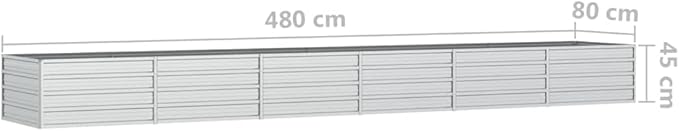 Galvanized Steel Garden Raised Bed Large Outdoor Planter Box with Open Bottom Metal Raised Planter Bed for Vegetables Flowers 189x31.5x17.7 Silver-386