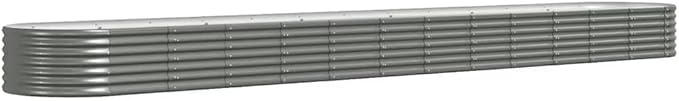 Outdoor Garden Raised Bed Powder-Coated Steel Steel Raised Garden Bed Kit Outdoor Metal Planter Boxes for Vegetables Flowers 201.6x31.5x14.2 Gray