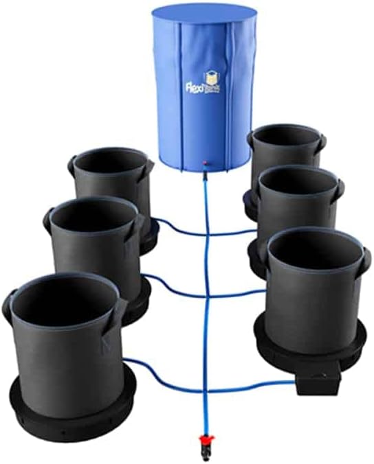 AutoPot 6 Pot XXL System with 9 gal Pots and 25 gal FlexiTank - Self-Watering Gravity-Fed Indoor Hydroponic System (6Pot - 9 gal - 25 gal FlexiTank) Black