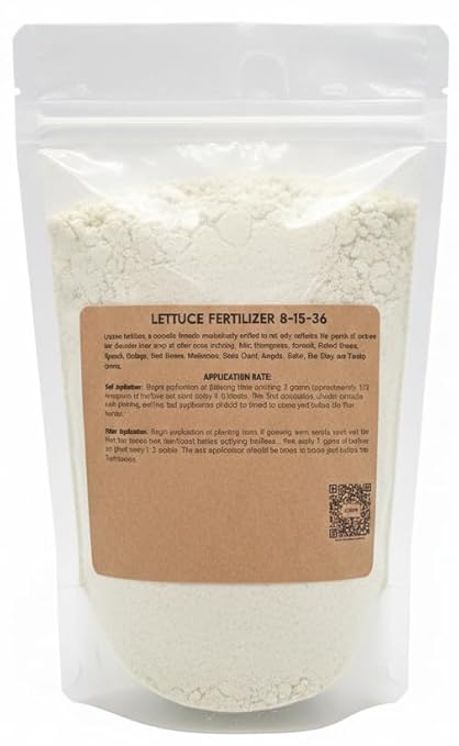 Greenway Biotech Inc. Lettuce Fertilizer Powder 8-15-36 Plus Trace Minerals and 100% Water Soluble Includes Essential Chelated Micronutrients for Healthy Plants (2 Pounds)