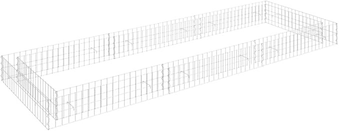 vidaXL Gabion Raised Bed in Galvanized Steel - Weather- Sturdy Design for Secure Flower or Plant Bed - Silver Requires Assembly
