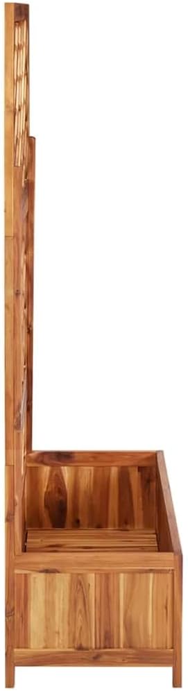 Raised Garden Bed Solid Acacia Wood Oiled Finish 33.5x15x59.1in Outdoor Planter Box with Trellis for Climbing Plants Patio Balcony