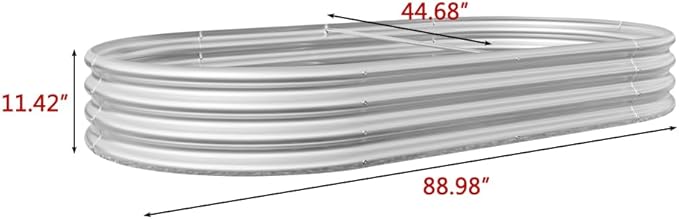 LICOME Large Raised Garden Bed Galvanized Metal Planter Box Outdoor 70.8 x 35.4 Oval Garden Beds Easy Assembly Raised Beds for Gardening (Silver + 88.99 x 44.68 x 11.42 inches)