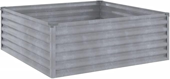 Galvanized Steel Garden Bed 39.4x39.4x14.2 in Square Retaining Metal Cage for Landscape Fencing Walls Balcony Patio Raised Garden Baskets Brown