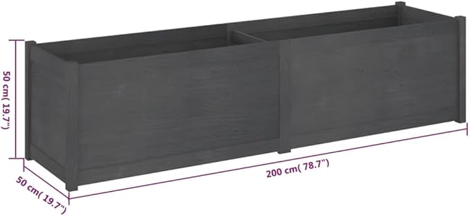 Wooden Raised Garden Bed Garden Planter Box Planter Raised Bed Wood Planter Box Grow Vegetable Flower Herb Gardening Gray 78.7x19.7x19.7 Solid Wood Pine