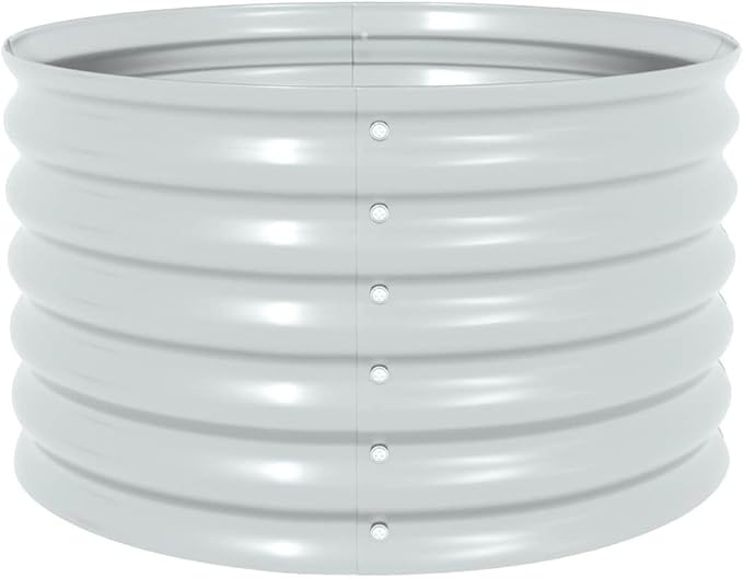 Round Galvanized Steel Raised Garden Bed 31.5x31.5x17.3 Silver Metal Planter Box for Vegetables &amp Herbs Weather-Resistant Outdoor Elevated Garden Bed for Patio &amp Lawn