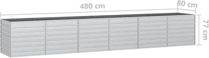 Garden Raised Bed 189x31.5x30.3 Galvanized Steel Silver