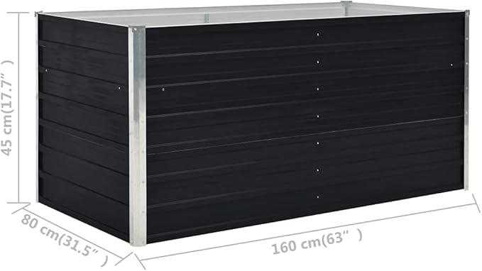 Garden Planter Raised Bed (63x31.5x17.7 Anthracite)