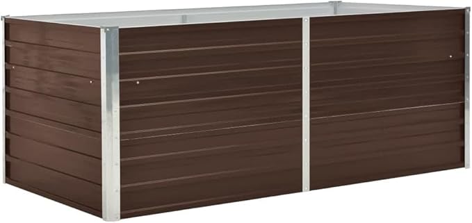 YAFF Large Brown Galvanized Steel Raised Garden Bed – Durable Weather-Resistant Metal Planter for Vegetables &amp Flowers Easy to Assemble 63x31.5x17.7 with a Modern Aesthetic for Outdoor Spaces