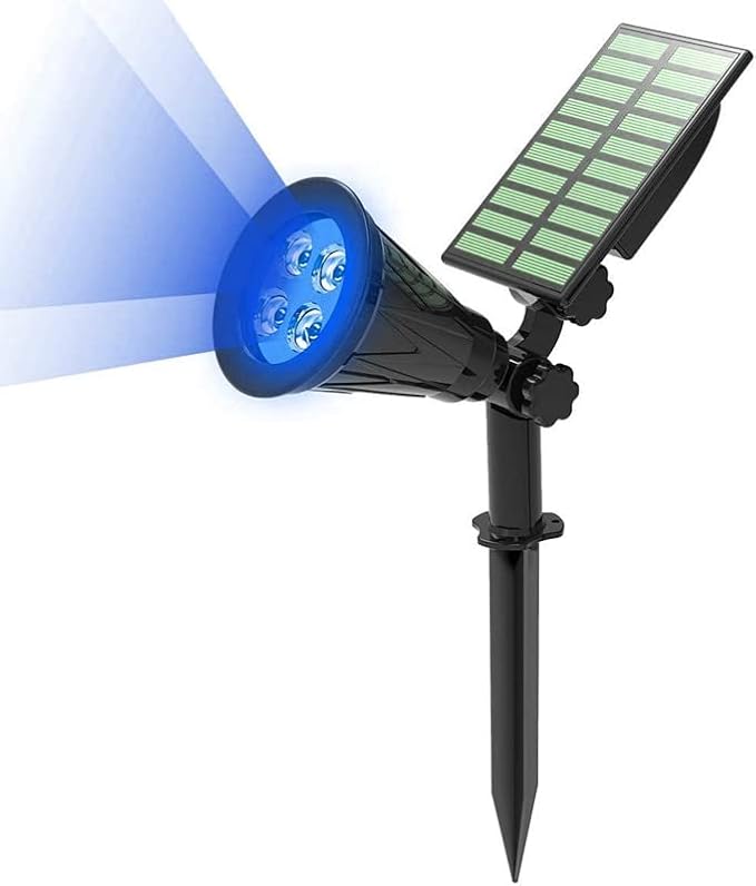 Solar Landscape Lights 4 LED Solar Spotlights 2 in 1 Waterproof Security Light Solar Lights Outdoor (Blue)