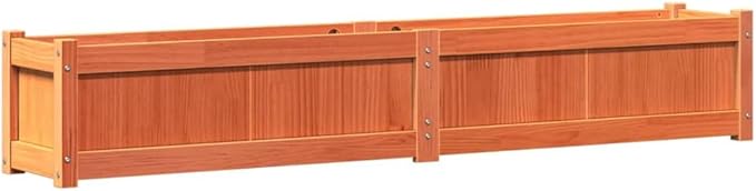 Garden Planter Set of 2 Waxed Brown Solid Pine Wood Large 70.9x70.9x12.2 inch Outdoor Raised Garden Bed for Vegetables Flowers Herbs