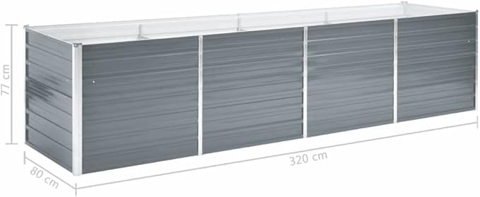 Garden Raised Bed Galvanized Steel 126x31.5x31.3 Gray