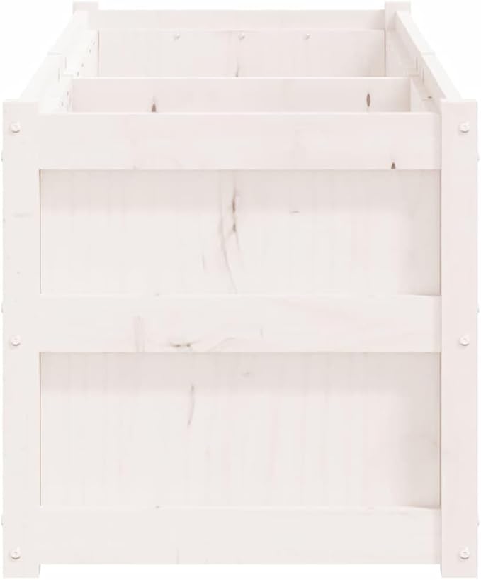 Wooden Raised Garden Bed Garden Planter Box Outdoor Wood Raised Garden Bed for Planting Plants Vegetables White 59.1x19.7x19.7 Solid Wood Pine-249