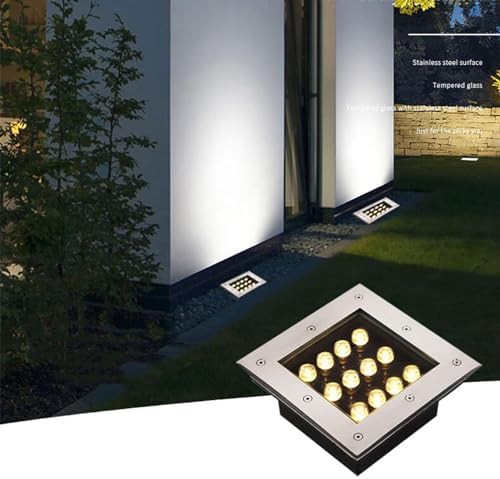 Outdoor Landscape Spotlights Square Buried Lights - Ground LED Landscape Lights Outdoor Recessed IP66 Waterproof In-Ground Lamp AC85-265V LED Spotlights for Driveway G