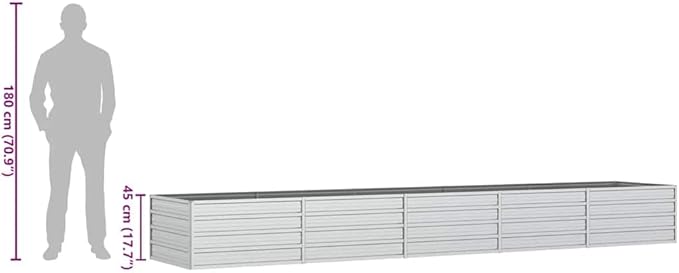 Garden Raised Bed Silver Galvanized Steel 157.5 x 31.5 x 17.7 in Outdoor Planter Box for Vegetables Flowers Durable Garden Beds