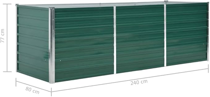 Garden Raised Bed Galvanized Steel 94.5x31.5x31.3 Green