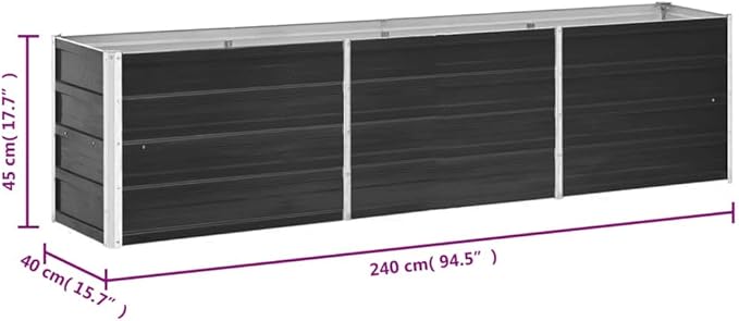 Cultivation RoomPatio Garden Home DecorVegetable planters for Porch PatioDurable and Long-LastingGarden Raised Bed Galvanized Steel 94.5x15.7x17.7 Anthracite