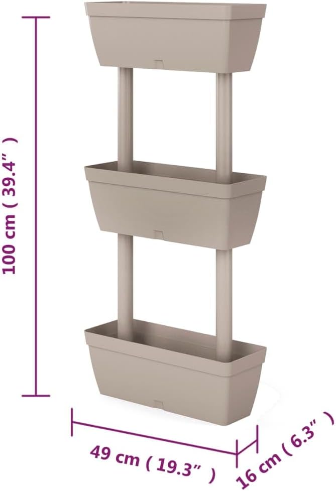 Garden Planter 3 pcs 39.4 Taupe Patio Raised Bed for Walls Galvanized Steel Welded Wire Mesh Baskets and Garden Decoration