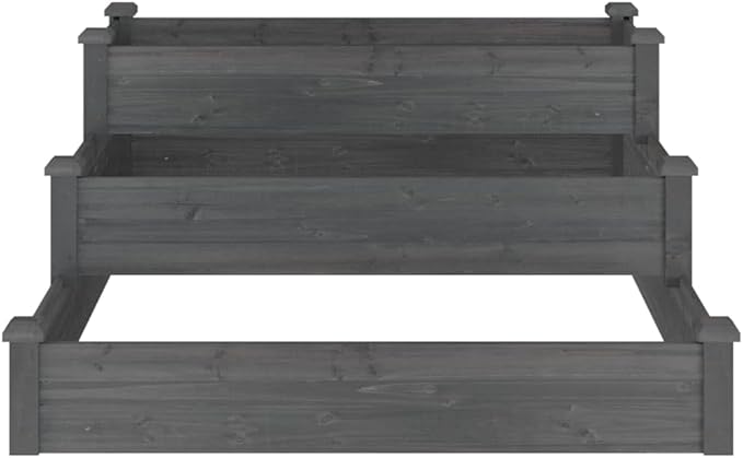 Grey Solid Fir Wood Raised Garden Bed 47.2x47.2x22.0 Inch Outdoor Planter Box for Vegetables Herbs Flowers Breathable Material Rustic Style