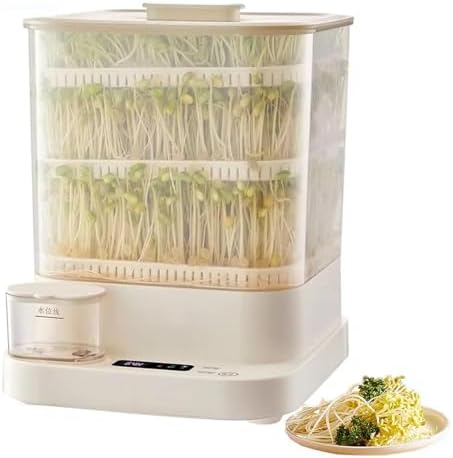 Bean Sprout Machine 360° Spray 1.5L Water Tank LED Display 3 Modes Radish Wheatgrass