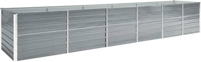 Outdoor Garden Raised Bed Galvanized Steel Metal Outdoor Garden Raised Planter Box for Flowers Vegetables Fruits Herbs Gray 189x31.5x30.3