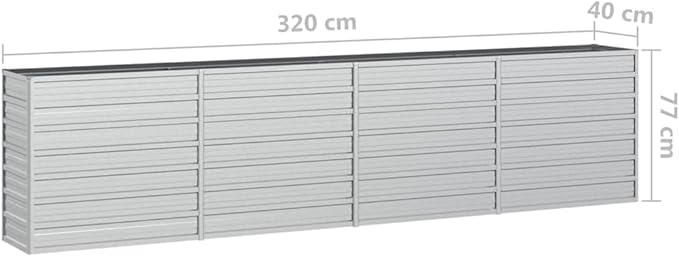 Garden Raised Bed 126x15.7x30.3 Galvanized Steel Silver18.6 KG316891