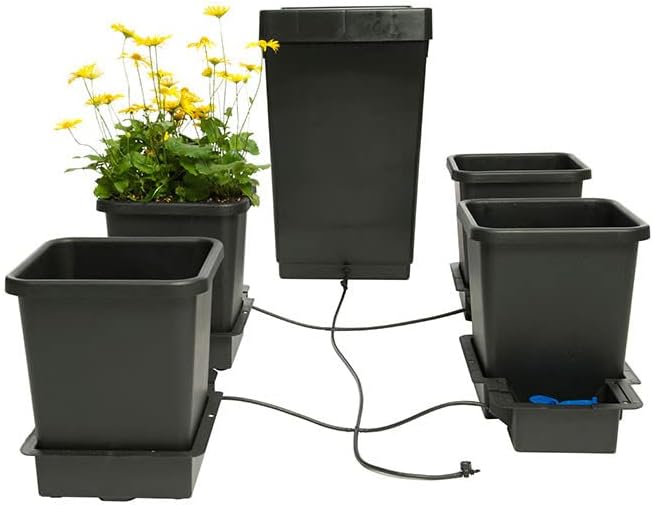AutoPot 4 Pot System (3.9 Gallon Plastic Pots) (*Includes AIRBASES &amp AIRDOMES) Self-Watering Gravity-Fed Hydroponic System (4Pot - 3.9 Gallon - 12.4 Gallon Tank)