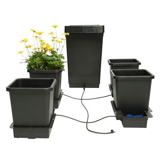 AutoPot 4 Pot System with 3.9 Gallon Plastic Pots and 12.4 Gallon Tank - Self-Watering Gravity-Fed Hydroponic Systems (4Pot - 3.9 Gallon - 12.4 Gallon Tank)