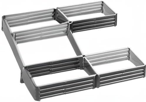 Outsunny 8 x 8' Raised Garden Bed Set Large Steel Flower Planters for Outdoor Plants Easy Assembly for Vegetables Herbs Gray