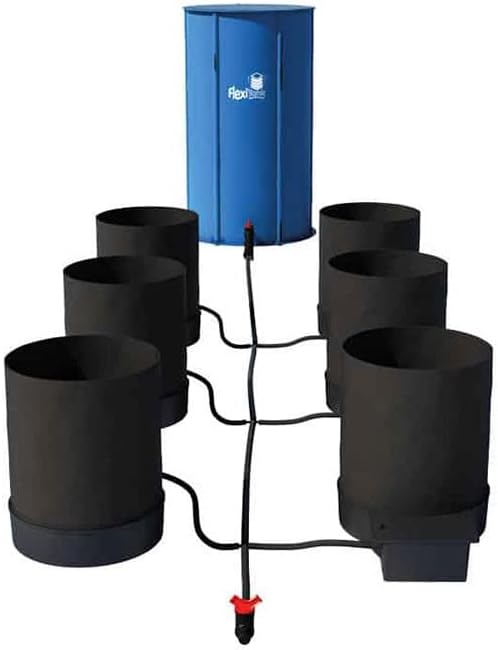 AutoPot 6 Pot GeoPot System with 5 Gallon Fabric Pots -Self-Watering Gravity-Fed Hydroponic System (6Pot with 25 gal Flexi Tank) Indoor Black