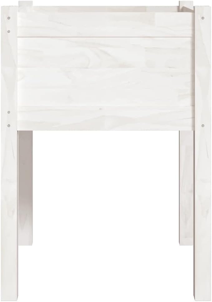White Solid Pinewood Planter Set 2 Pack 19.7x19.7x27.6 Inch Square Raised Garden Bed for Outdoor Indoor Plants Durable