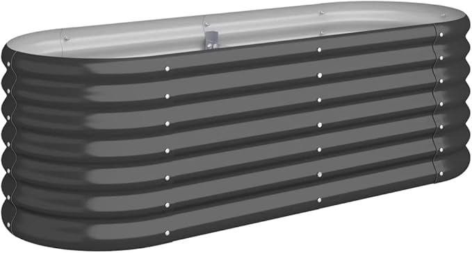 Garden Raised Bed Anthracite Steel Metal Outdoor Planter - Durable Flower Boxes for Herbs Vegetables - 44.9 in